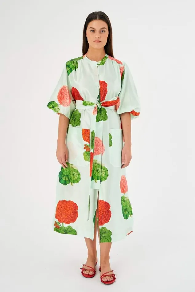 Oroton Dresses Posie Garden Column Dress Sea Spray 8211 Women