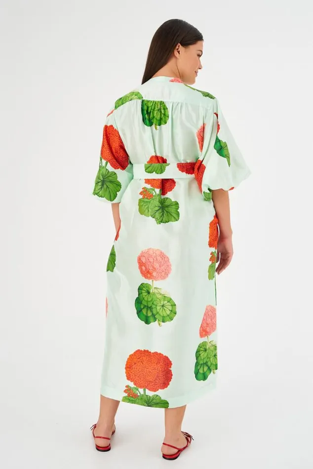 Oroton Dresses Posie Garden Column Dress Sea Spray 8211 Women