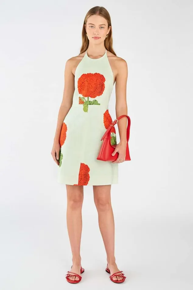 Oroton Dresses Posie Geranium Bell Dress Sea Spray 8211 Women