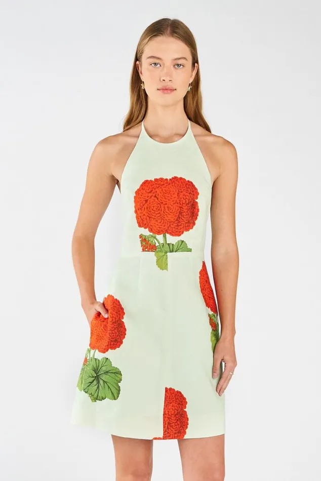 Oroton Dresses Posie Geranium Bell Dress Sea Spray 8211 Women