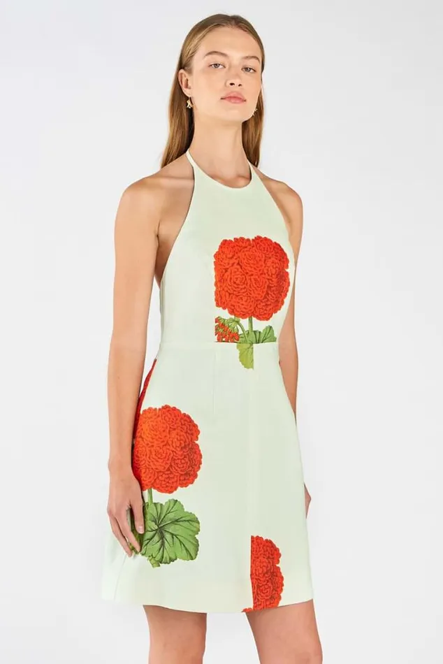Oroton Dresses Posie Geranium Bell Dress Sea Spray 8211 Women