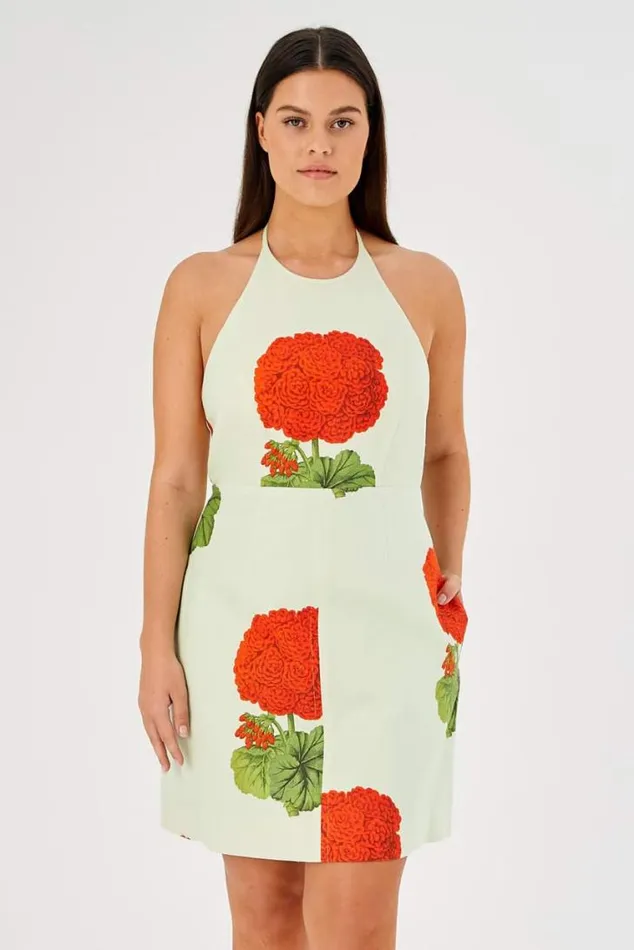 Oroton Dresses Posie Geranium Bell Dress Sea Spray 8211 Women