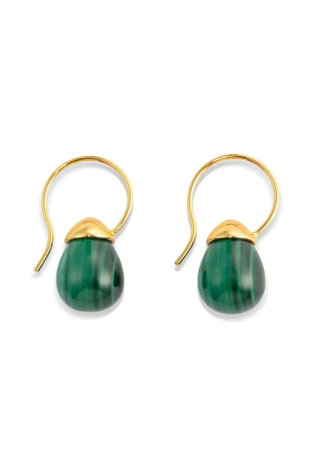 Oroton Earrings Bonnie Tear Drop Bead Earrings Goldmalachite 8211 Jewellery