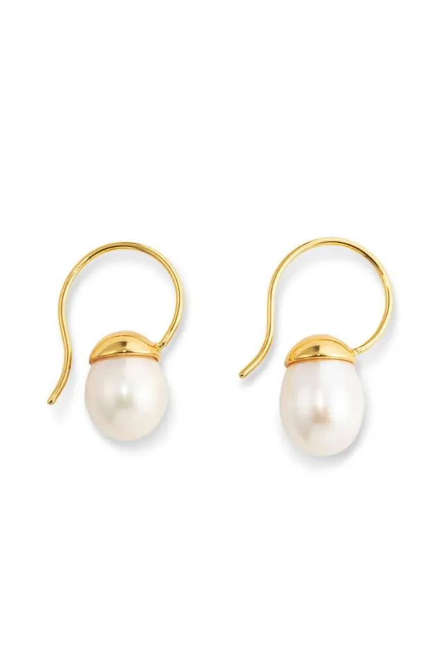 Oroton Earrings Bonnie Tear Drop Bead Earrings Goldpearl 8211 Jewellery
