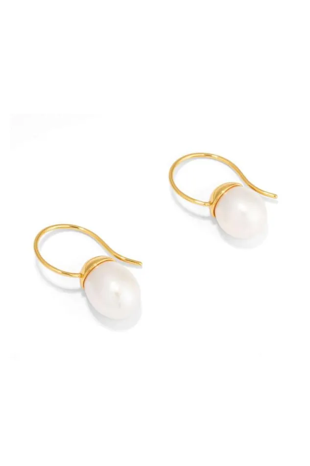 Oroton Earrings Bonnie Tear Drop Bead Earrings Goldpearl 8211 Jewellery