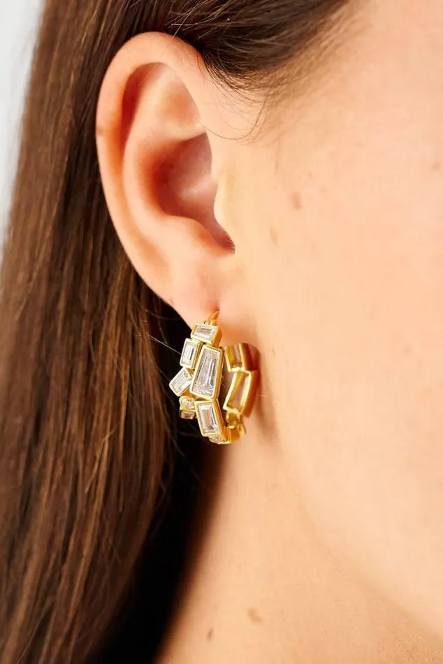 Oroton Earrings Calypso Cluster Double Hoops 18k Gold 8211 Jewellery