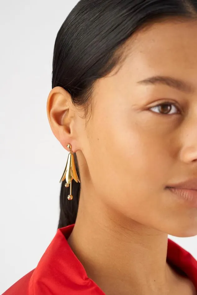 Oroton Earrings Lilium Drop Earrings Shiny Gold 8211 Jewellery