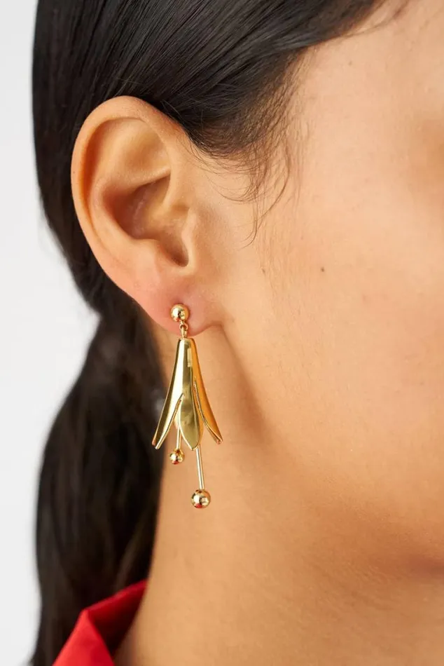 Oroton Earrings Lilium Drop Earrings Shiny Gold 8211 Jewellery