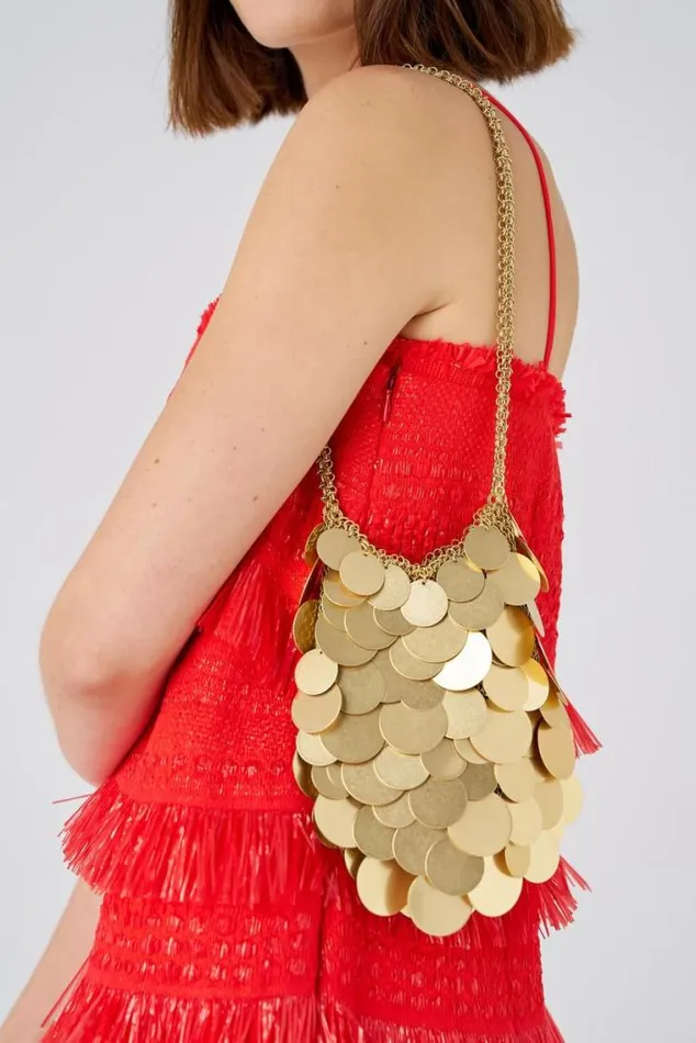 Oroton Mini Bags Vera Circular Paillettes Bag Worn Gold 8211 Women