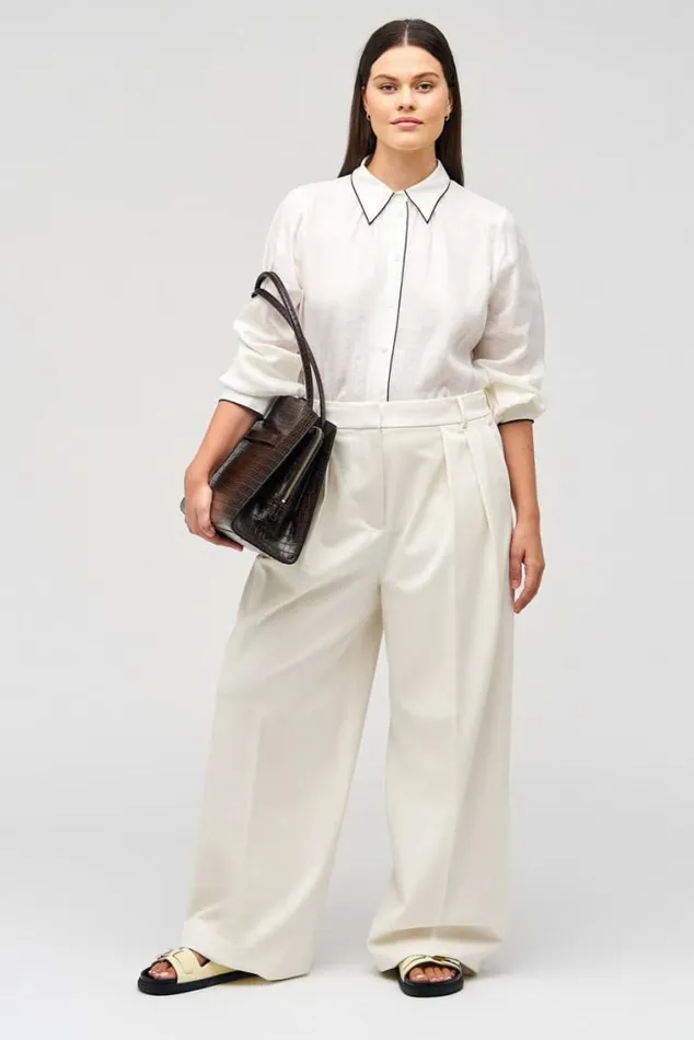 Oroton Tops Contrast Bind Top Antique White 8211 Women