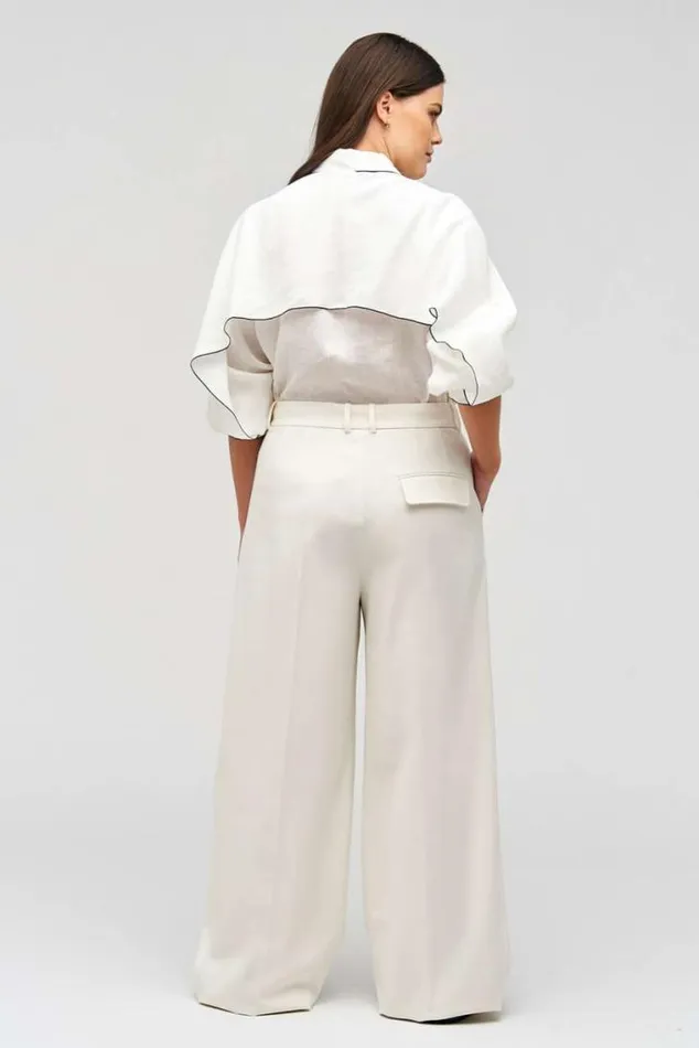 Oroton Tops Contrast Bind Top Antique White 8211 Women