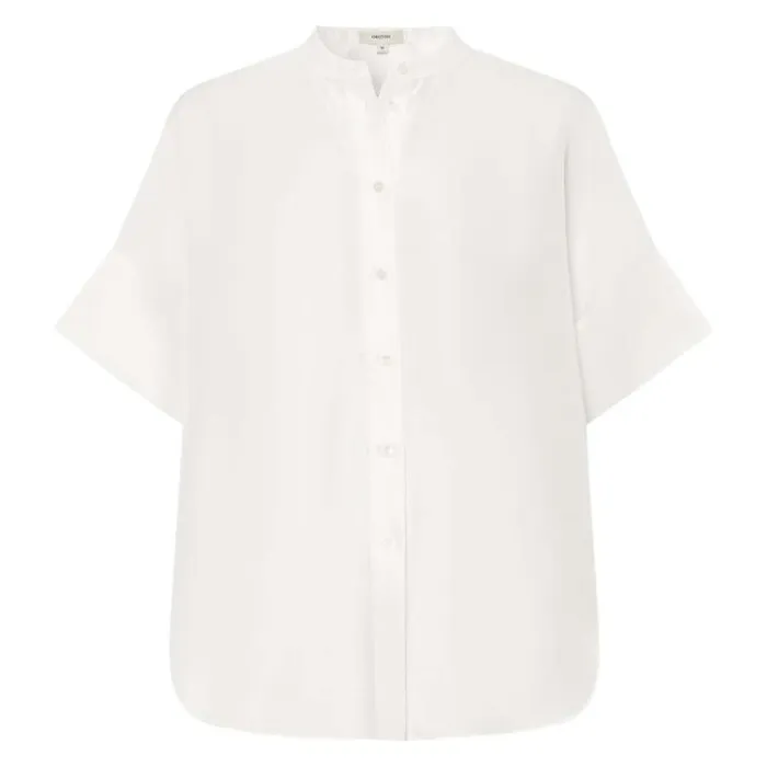 Oroton Tops Short Sleeve Silk Dupion Overshirt White 8211 Women
