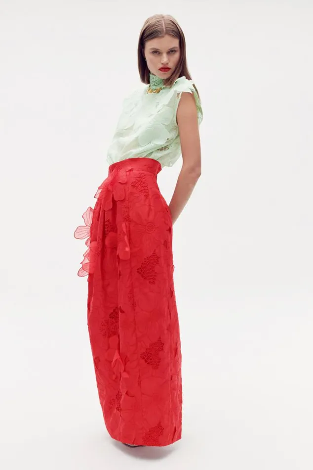 Oroton Tops Tie Neck Lace Top Sea Spray 8211 Women