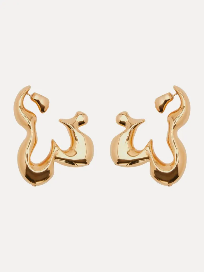 Oscar De La Renta Abstract Flower Hoop Earrings Gold Women Earrings