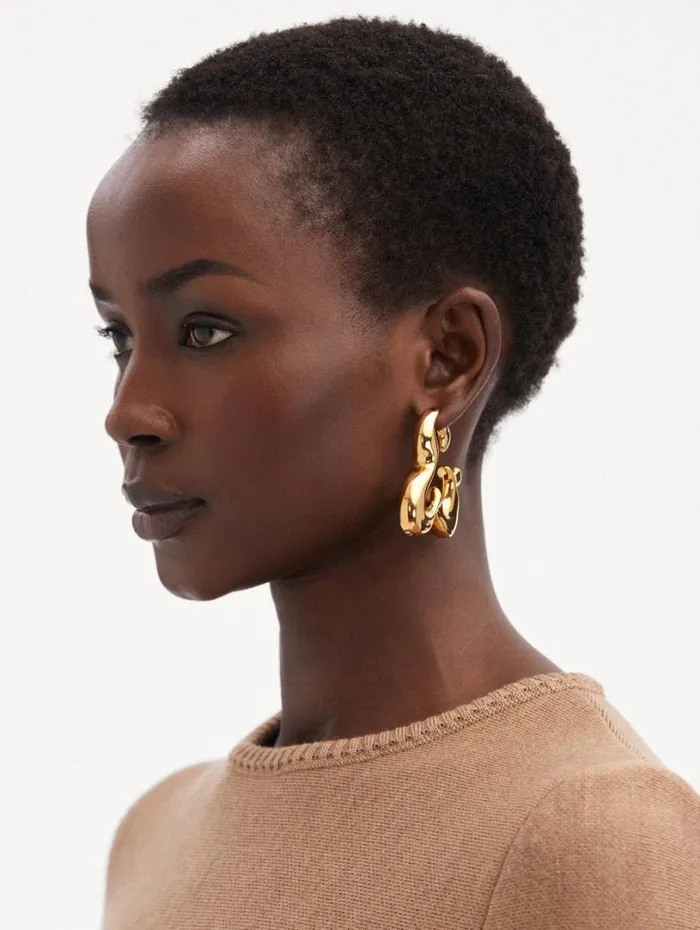 Oscar De La Renta Abstract Flower Hoop Earrings Gold Women Earrings Oscar De La Renta Abstract Flower Hoop Earrings Gold Women Earrings