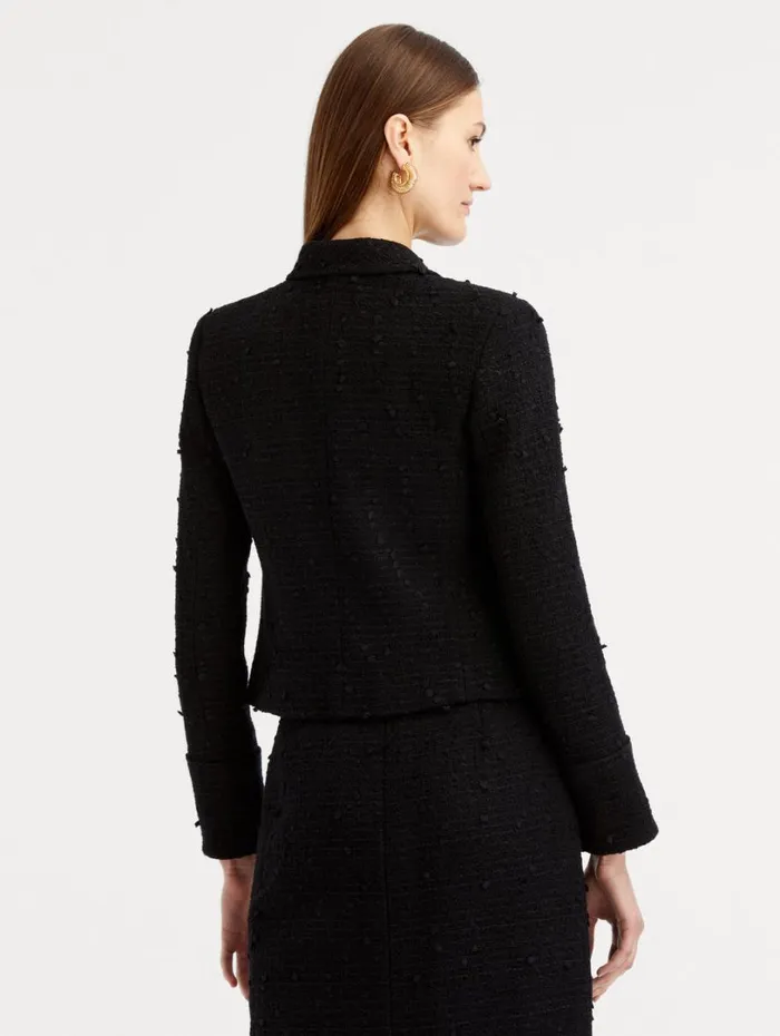 Oscar De La Renta Boucle Tweed Jacket Black Women Jackets and Coats Oscar De La Renta Boucle Tweed Jacket Black Women Jackets and Coats