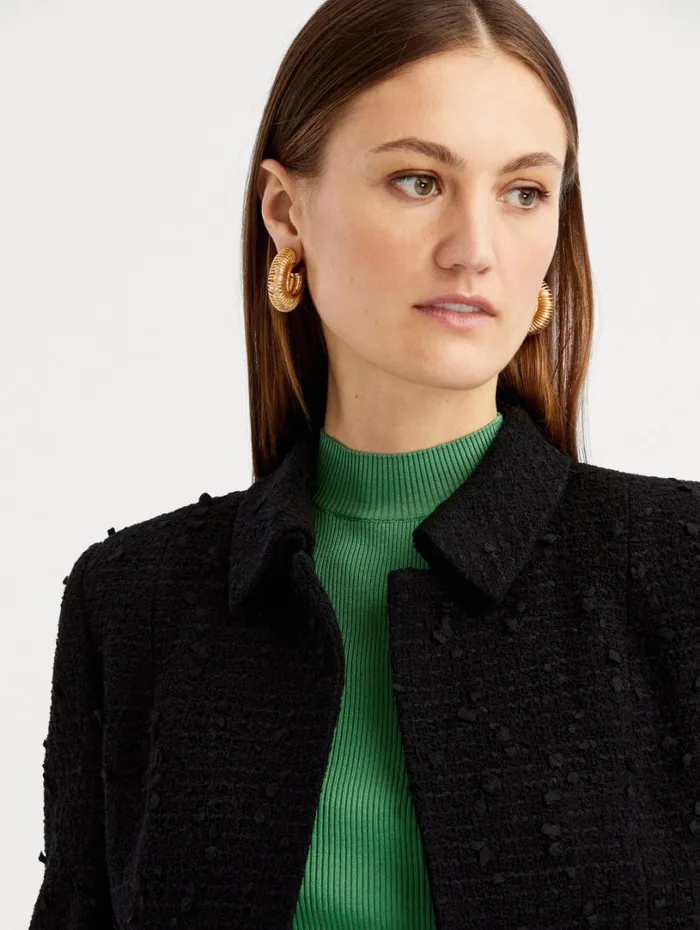 Oscar De La Renta Boucle Tweed Jacket Black Women Jackets and Coats Oscar De La Renta Boucle Tweed Jacket Black Women Jackets and Coats