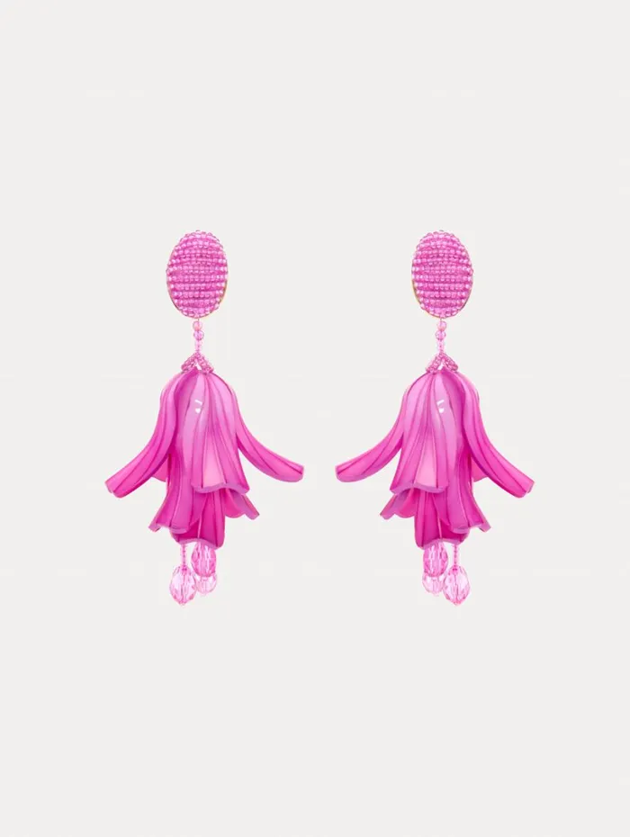 Oscar De La Renta Classic Impatiens ClipOn Earrings Rose Women Earrings