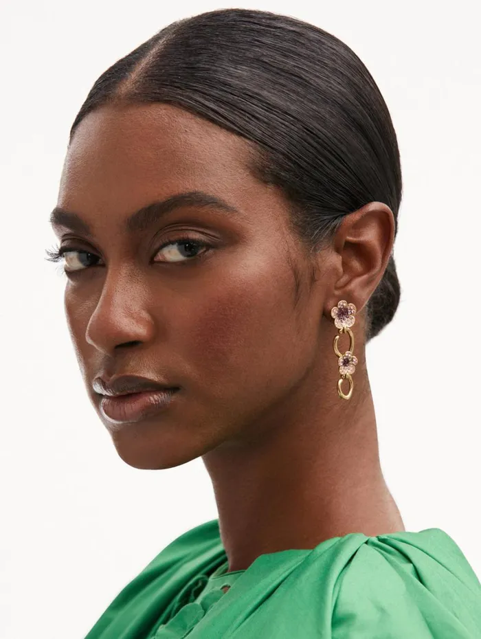 Oscar De La Renta Crystal Flower O Drop Earrings Rose Women Earrings Oscar De La Renta Crystal Flower O Drop Earrings Rose Women Earrings