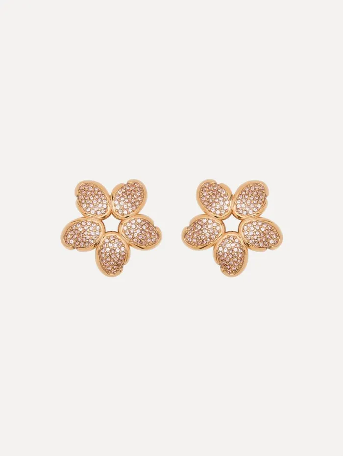 Oscar De La Renta Crystal O Flower Earrings Crystal Women Earrings
