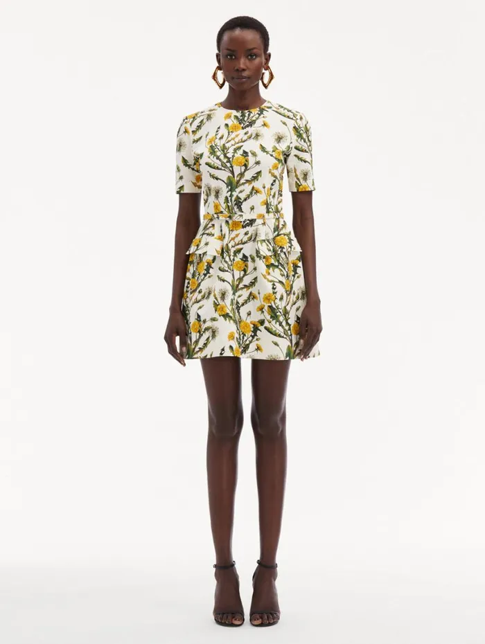 Oscar De La Renta Dandelion Cotton Cloqu Dress Yellow Ivory Women Dresses Oscar De La Renta Dandelion Cotton Cloqu Dress Yellow Ivory Women Dresses