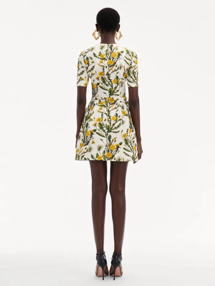 Oscar De La Renta Dandelion Cotton Cloqu Dress Yellow Ivory Women Dresses Oscar De La Renta Dandelion Cotton Cloqu Dress Yellow Ivory Women Dresses