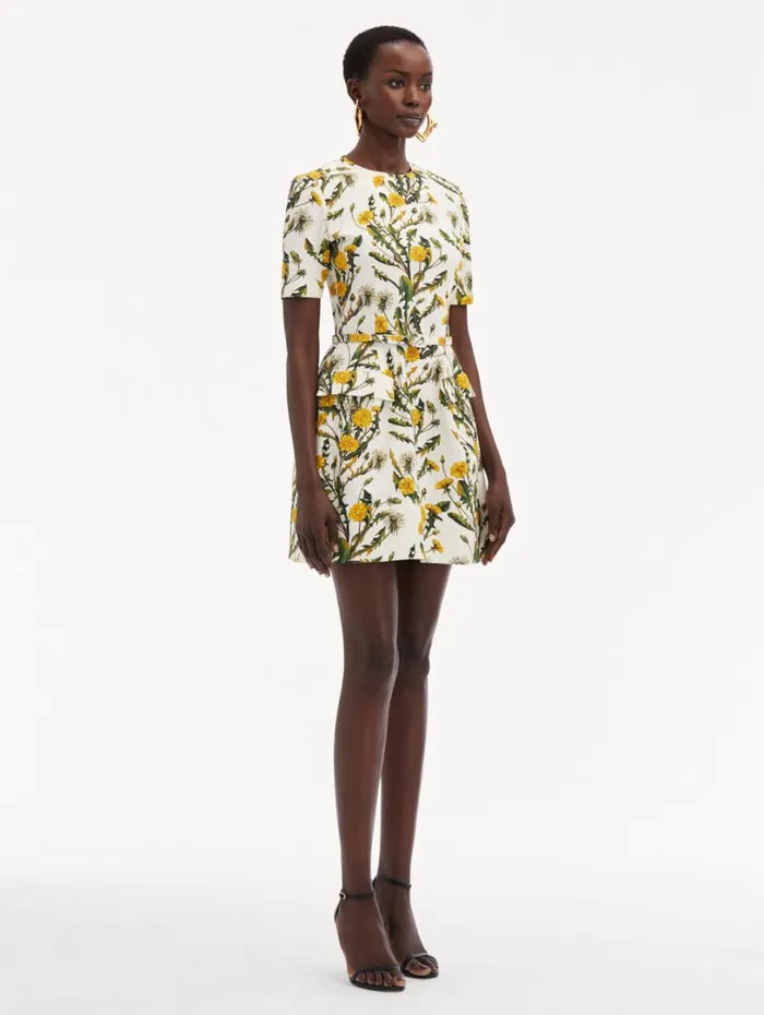Oscar De La Renta Dandelion Cotton Cloqu Dress Yellow Ivory Women Dresses Oscar De La Renta Dandelion Cotton Cloqu Dress Yellow Ivory Women Dresses