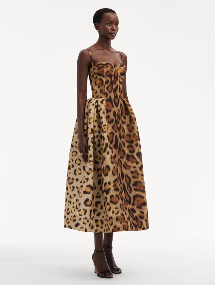 Oscar De La Renta Jaguar Faille Cocktail Dress Beige Multi Women Dresses Oscar De La Renta Jaguar Faille Cocktail Dress Beige Multi Women Dresses