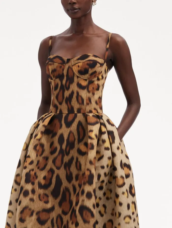 Oscar De La Renta Jaguar Faille Cocktail Dress Beige Multi Women Dresses Oscar De La Renta Jaguar Faille Cocktail Dress Beige Multi Women Dresses