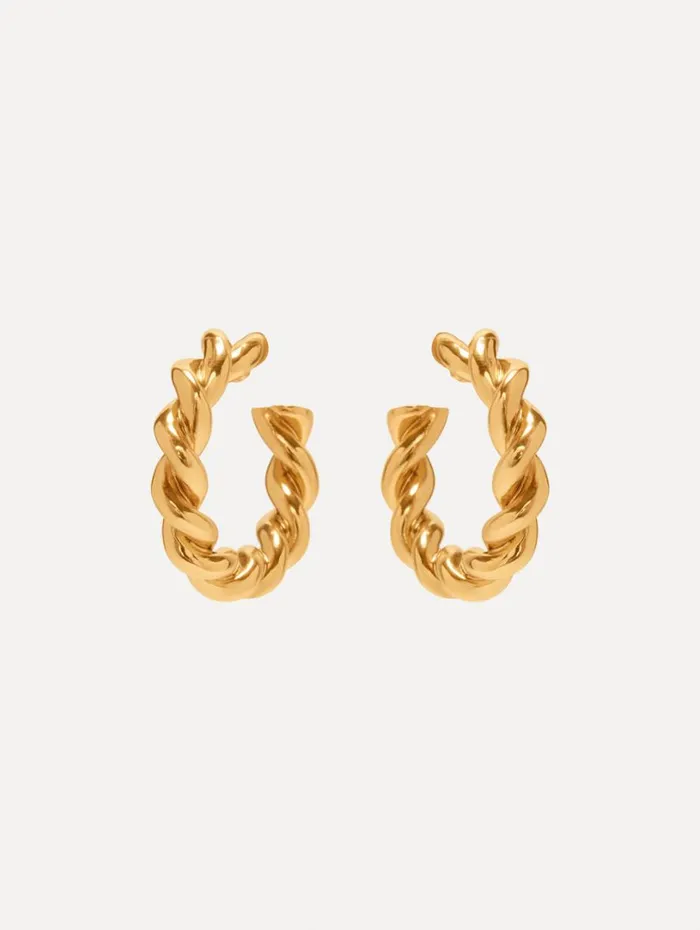 Oscar De La Renta Large Rope Hoop Earrings Gold Women Earrings