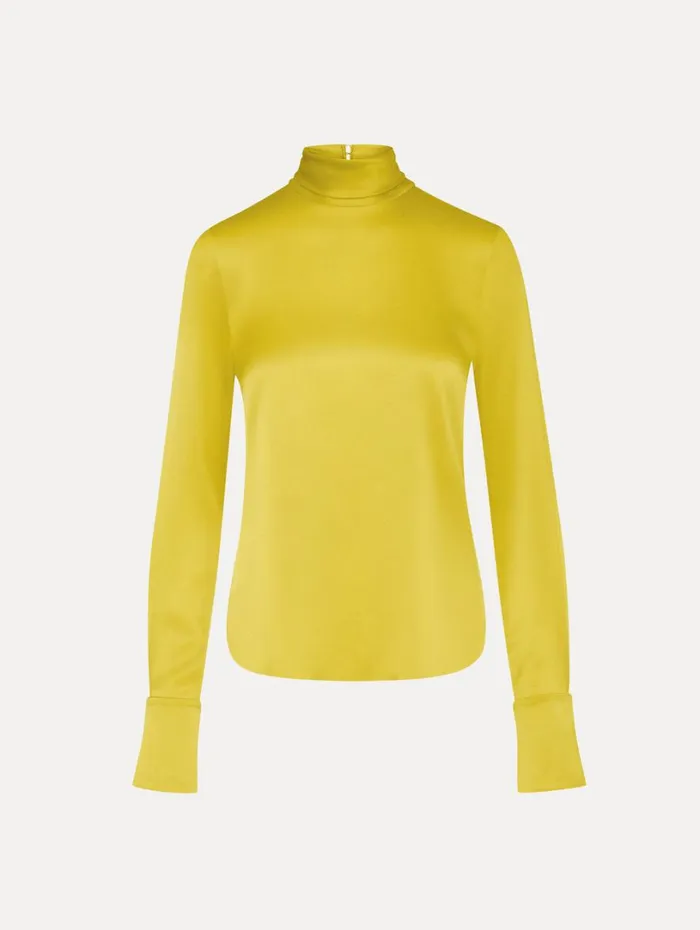 Oscar De La Renta Mock Neck Satin Blouse Ginger Women Blouses and Knits