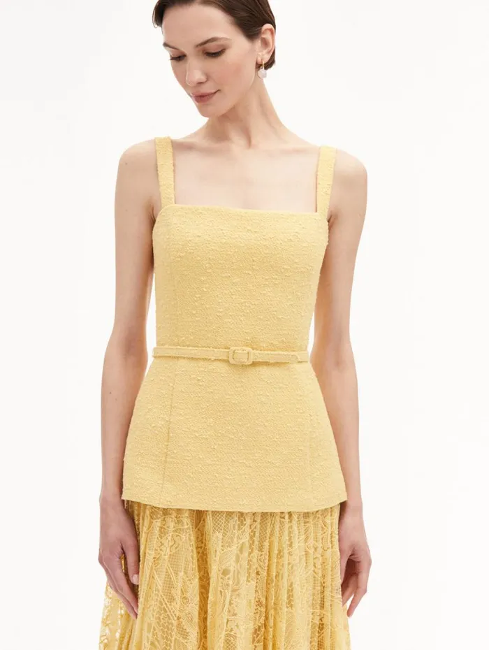 Oscar De La Renta Orchid Guipure and Tweed Dress Banana Women Dresses Oscar De La Renta Orchid Guipure and Tweed Dress Banana Women Dresses