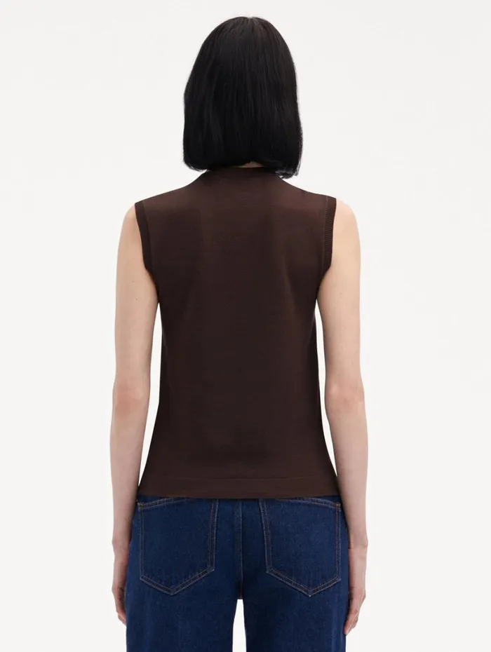 Oscar De La Renta Oscar ChainLink Inset Tank Cafe Gold Women Blouses and Knits