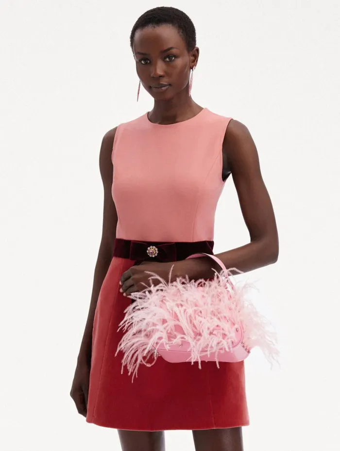 Oscar De La Renta Ostrich Feather O Handle Bag Pink Women Handbags Oscar De La Renta Ostrich Feather O Handle Bag Pink Women Handbags