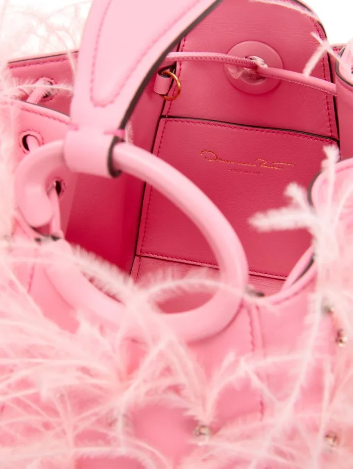 Oscar De La Renta Ostrich Feather O Handle Bag Pink Women Handbags Oscar De La Renta Ostrich Feather O Handle Bag Pink Women Handbags