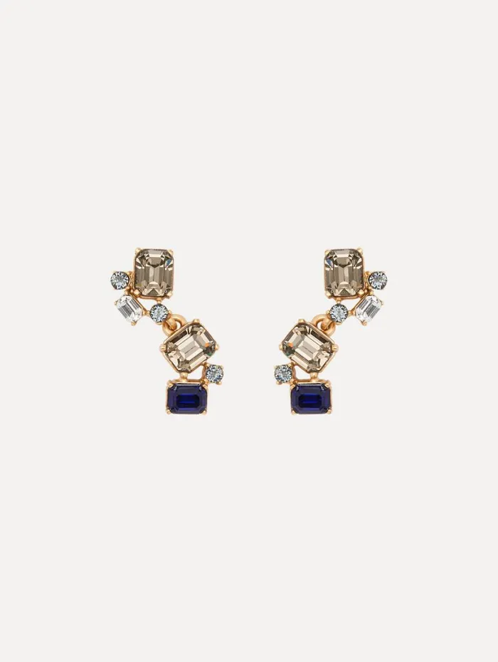 Oscar De La Renta Scramble Crystal Drop Earrings Indigo Women Earrings