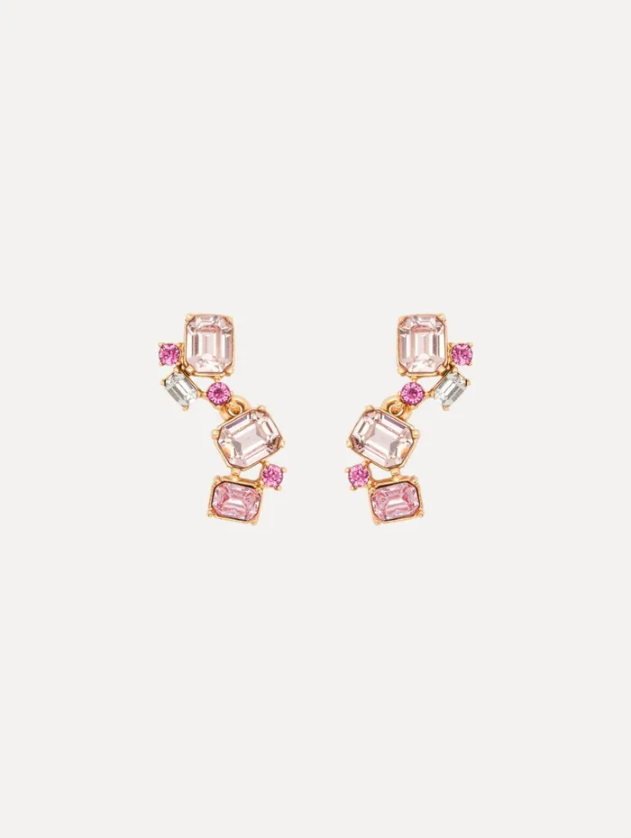 Oscar De La Renta Scramble Crystal Drop Earrings Rose Women Earrings