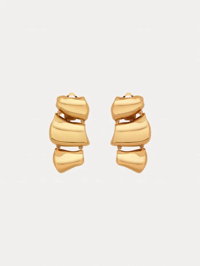 Oscar De La Renta Sculpted Metal Drop ClipOn Earrings Gold Women Earrings