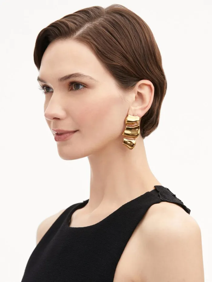 Oscar De La Renta Sculpted Metal Drop ClipOn Earrings Gold Women Earrings Oscar De La Renta Sculpted Metal Drop ClipOn Earrings Gold Women Earrings