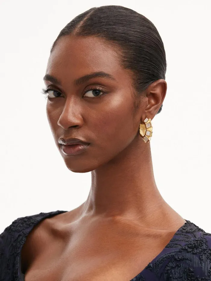 Oscar De La Renta Square Stone Hoop Earrings Pearl Women Earrings Oscar De La Renta Square Stone Hoop Earrings Pearl Women Earrings