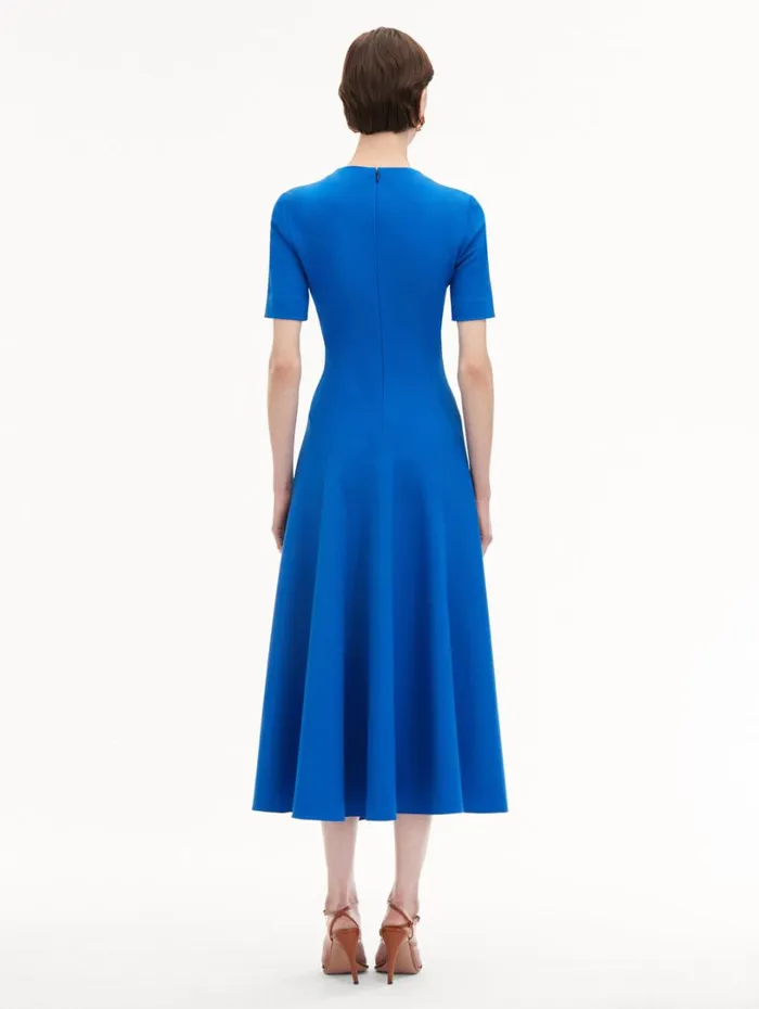 Oscar De La Renta Wave Detail Midi Dress Lapis Women Dresses Oscar De La Renta Wave Detail Midi Dress Lapis Women Dresses