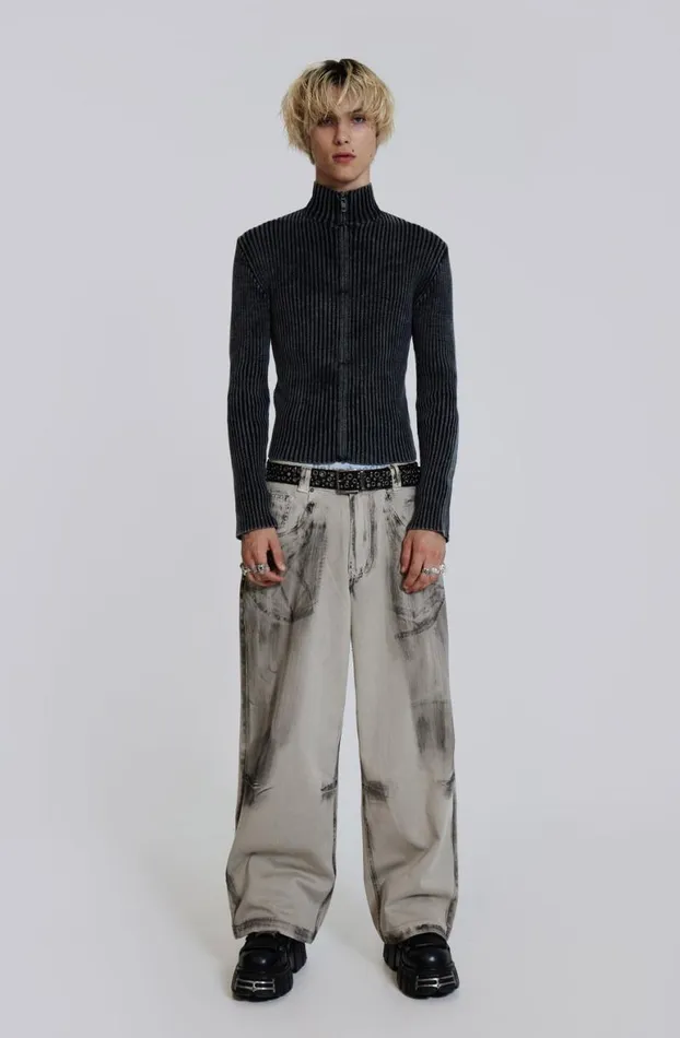 Outerwear Men Jaded London Black Lucid Knit Track Top
