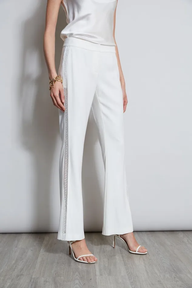 Outlet 8211 Women Bottoms Elie Tahari Lace Trim Fit and Flare Pant Foam