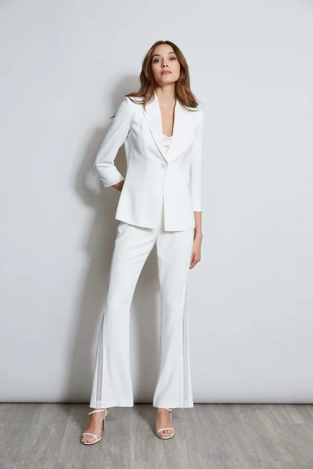 Outlet 8211 Women Bottoms Elie Tahari Lace Trim Fit and Flare Pant Foam