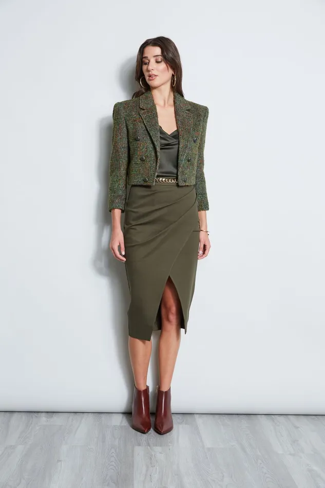 Outlet 8211 Women Bottoms Elie Tahari Midi Knit Wrap Skirt Olive