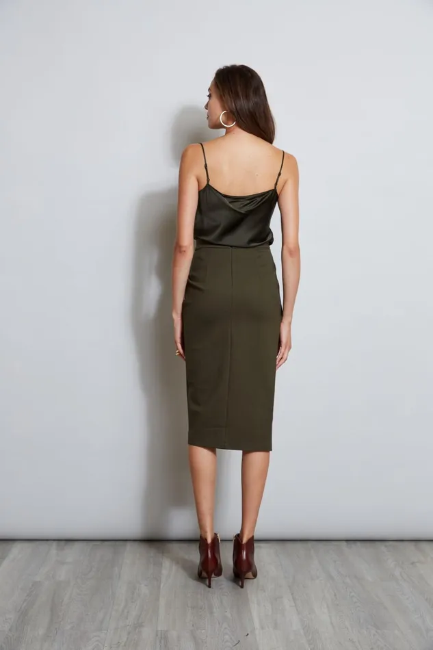 Outlet 8211 Women Bottoms Elie Tahari Midi Knit Wrap Skirt Olive