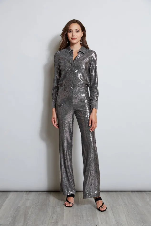 Outlet 8211 Women Bottoms Elie Tahari Sequin Pant Gunmetal