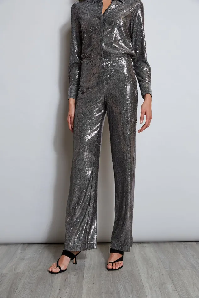 Outlet 8211 Women Bottoms Elie Tahari Sequin Pant Gunmetal