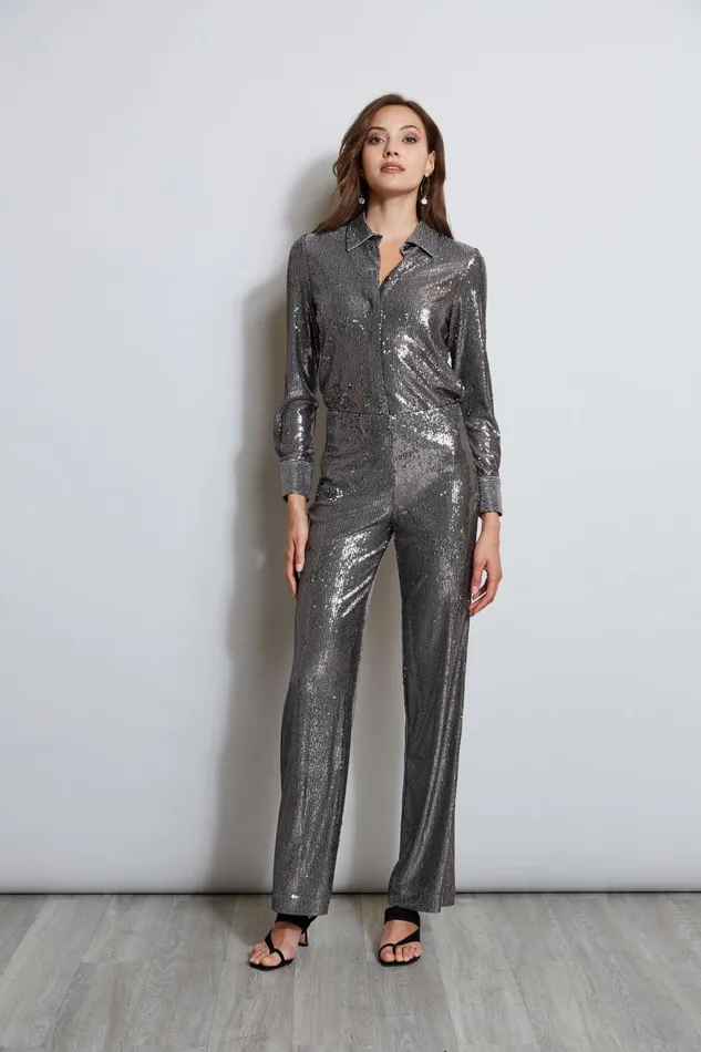 Outlet 8211 Women Bottoms Elie Tahari Sequin Pant Gunmetal