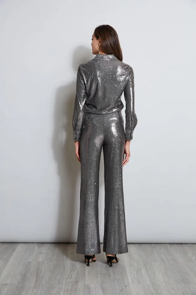 Outlet 8211 Women Bottoms Elie Tahari Sequin Pant Gunmetal
